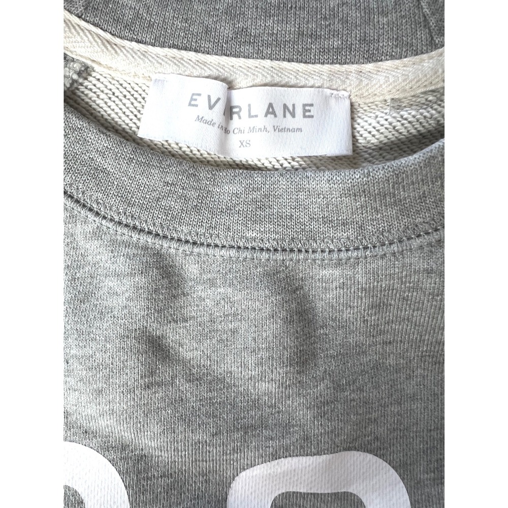 Everlane 100% Human French‎ Terry Sweatshirt Gray XS Graphic Pullover Crew Neck - Picture 4 of 6